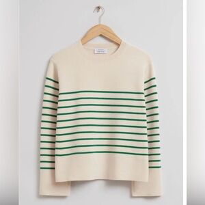 & Other Stories Boxy Nautical Green Striped Sweater Small